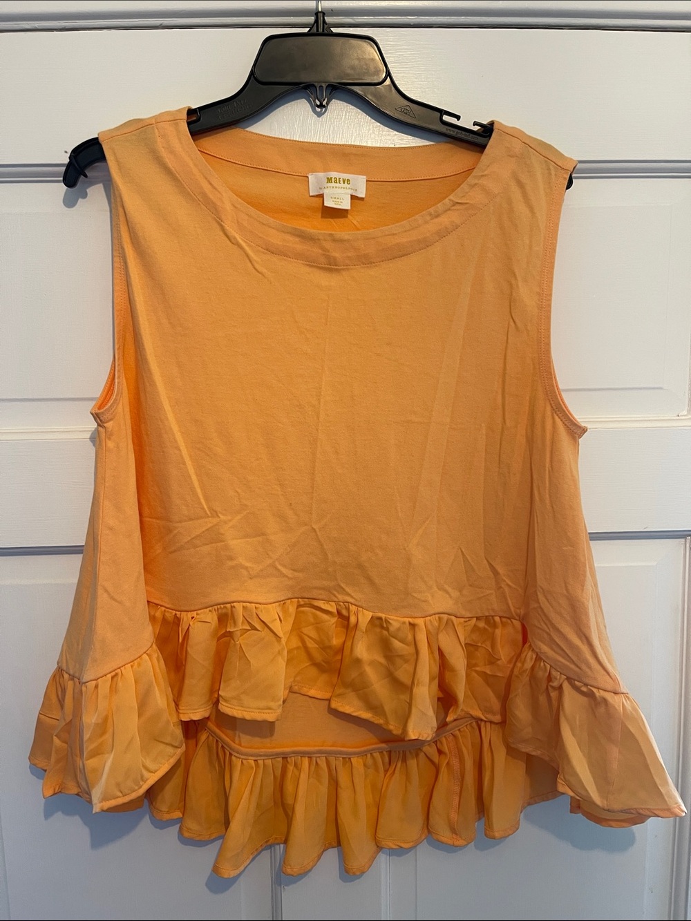 Maeve Peach Ruffle-Hem Sleeveless Tank Top